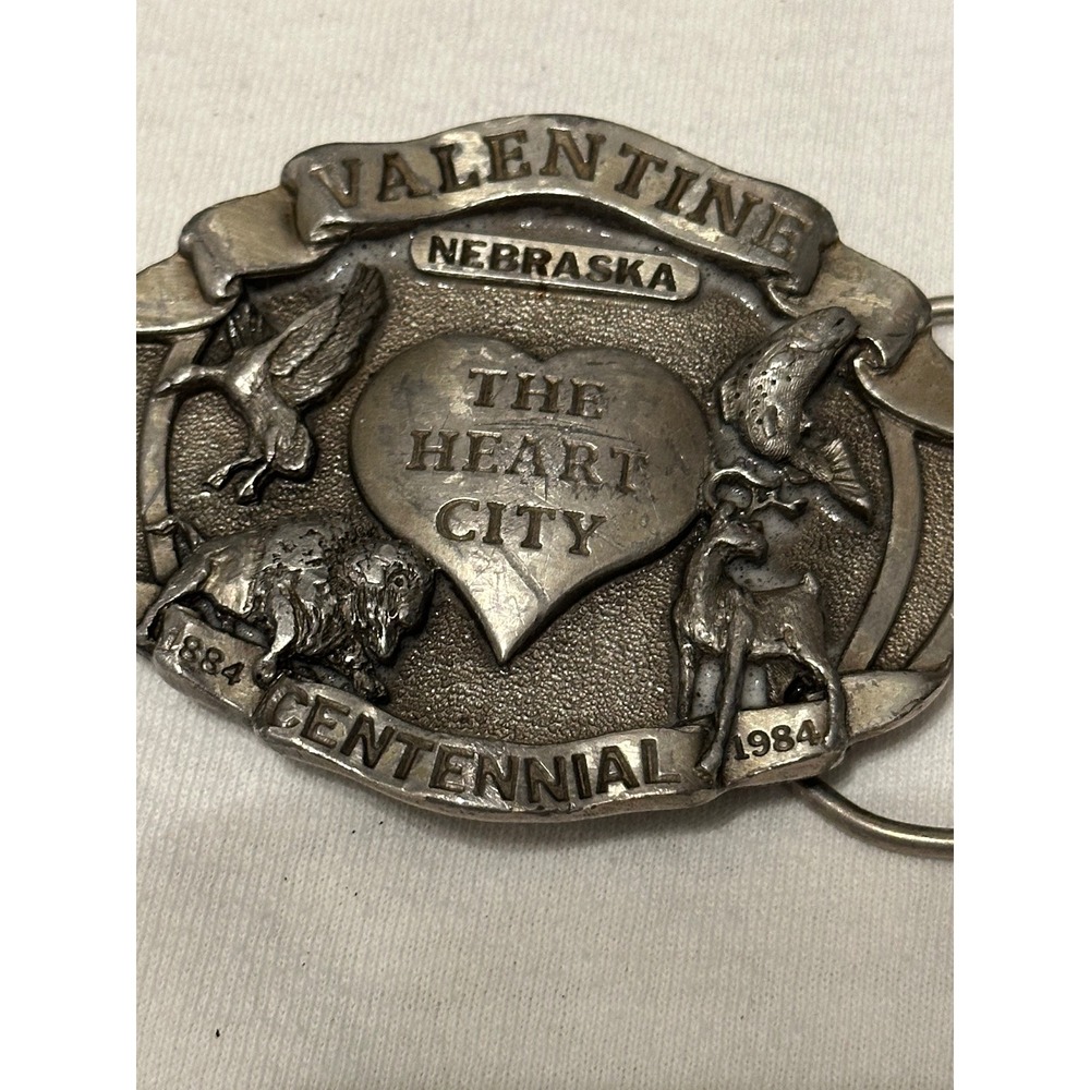Vintage Siskiyou Belt Buckle Silver Excellent 1984 Valentine NE Centennial Retro